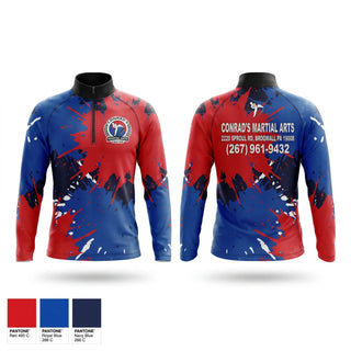 Quarter Zip Jacket, Conrad’s Martial Arts Center, Spirit Store, Teamtime, Team time, sublimation, custom sports apparel, team uniforms, spirit wear, spiritwear, sports uniforms, custom shirts, team store, custom team store, fundraiser sports, apparel fundraiser