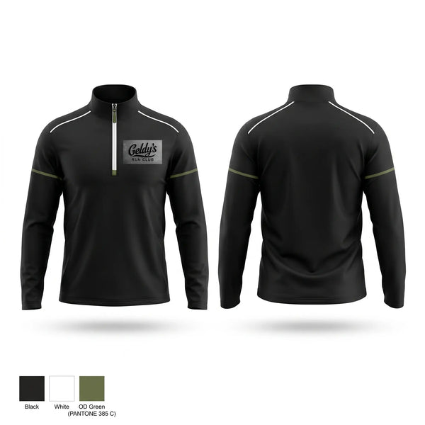 Quarter Zip Jacket, Geldy’s Run Club, Cross Country, Teamtime, Team time, sublimation, custom sports apparel, team uniforms, spirit wear, spiritwear, sports uniforms, custom shirts, team store, custom team store, fundraiser sports, apparel fundraiser