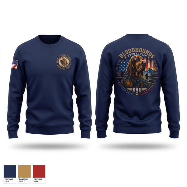 Crew Neck Sweatshirt, NYPD ESU BLOODHOUND, Police, Teamtime, Team time, sublimation, custom sports apparel, team uniforms, spirit wear, spiritwear, sports uniforms, custom shirts, team store, custom team store, fundraiser sports, apparel fundraiser