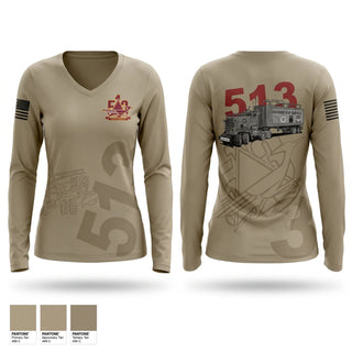 Womens Long Sleeve Vneck Shirt, 513th Transportation Company, Army, Teamtime, Team time, sublimation, custom sports apparel, team uniforms, spirit wear, spiritwear, sports uniforms, custom shirts, team store, custom team store, fundraiser sports, apparel fundraiser