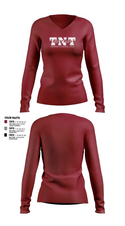TNT Women's Long Sleeve V-neck Shirt - 3