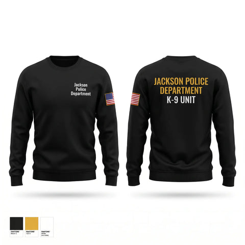 Crew Neck Sweatshirt, Jackson Police Department, Police, Teamtime, Team time, sublimation, custom sports apparel, team uniforms, spirit wear, spiritwear, sports uniforms, custom shirts, team store, custom team store, fundraiser sports, apparel fundraiser
