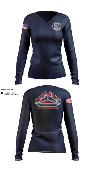 Womens Long Sleeve Vneck Shirt, Shoal Creek Fire Prot. Dist., Fire Department, Teamtime, Team time, sublimation, custom sports apparel, team uniforms, spirit wear, spiritwear, sports uniforms, custom shirts, team store, custom team store, fundraiser sports, apparel fundraiser