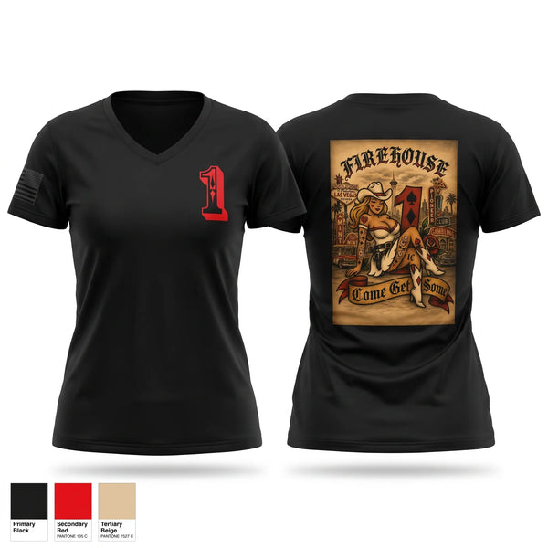 Womens Short Sleeve Vneck Shirt, Station 1, Fire Department, Teamtime, Team time, sublimation, custom sports apparel, team uniforms, spirit wear, spiritwear, sports uniforms, custom shirts, team store, custom team store, fundraiser sports, apparel fundraiser