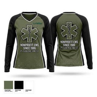 Womens Long Sleeve Vneck Shirt, Lifenet EMS, EMS/EMT, Teamtime, Team time, sublimation, custom sports apparel, team uniforms, spirit wear, spiritwear, sports uniforms, custom shirts, team store, custom team store, fundraiser sports, apparel fundraiser
