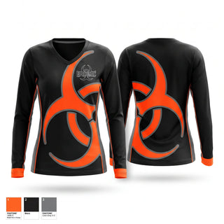 Womens Long Sleeve Vneck Shirt, Epidemic, Softball, Teamtime, Team time, sublimation, custom sports apparel, team uniforms, spirit wear, spiritwear, sports uniforms, custom shirts, team store, custom team store, fundraiser sports, apparel fundraiser