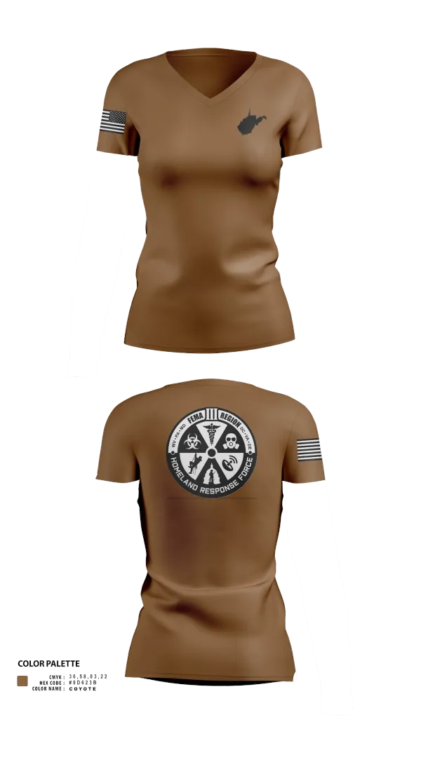 Womens Short Sleeve Vneck Shirt, Region 3 Homeland Response Force, , Teamtime, Team time, sublimation, custom sports apparel, team uniforms, spirit wear, spiritwear, sports uniforms, custom shirts, team store, custom team store, fundraiser sports, apparel fundraiser