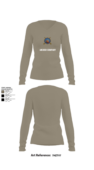 Womens Long Sleeve Vneck Shirt, Archer Company, , Teamtime, Team time, sublimation, custom sports apparel, team uniforms, spirit wear, spiritwear, sports uniforms, custom shirts, team store, custom team store, fundraiser sports, apparel fundraiser