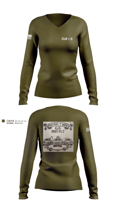 CLB-11 21730223 Women's Long Sleeve V-neck Shirt - 3