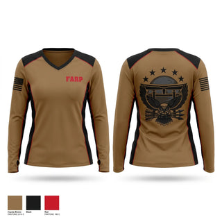 Womens Long Sleeve Vneck Shirt, 18 LRS, Air Force, Teamtime, Team time, sublimation, custom sports apparel, team uniforms, spirit wear, spiritwear, sports uniforms, custom shirts, team store, custom team store, fundraiser sports, apparel fundraiser