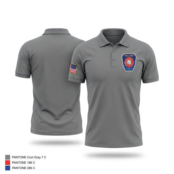 Short Sleeve Performance Polo, Bull Head, Fire Department, Teamtime, Team time, sublimation, custom sports apparel, team uniforms, spirit wear, spiritwear, sports uniforms, custom shirts, team store, custom team store, fundraiser sports, apparel fundraiser