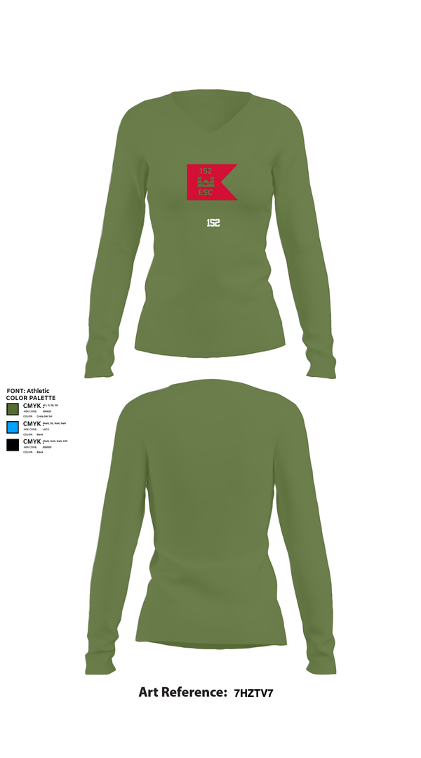 Womens Long Sleeve Vneck Shirt, 152, Army, Teamtime, Team time, sublimation, custom sports apparel, team uniforms, spirit wear, spiritwear, sports uniforms, custom shirts, team store, custom team store, fundraiser sports, apparel fundraiser