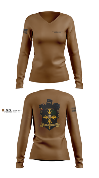 Womens Long Sleeve Vneck Shirt, CMWDD-E, Army, Teamtime, Team time, sublimation, custom sports apparel, team uniforms, spirit wear, spiritwear, sports uniforms, custom shirts, team store, custom team store, fundraiser sports, apparel fundraiser