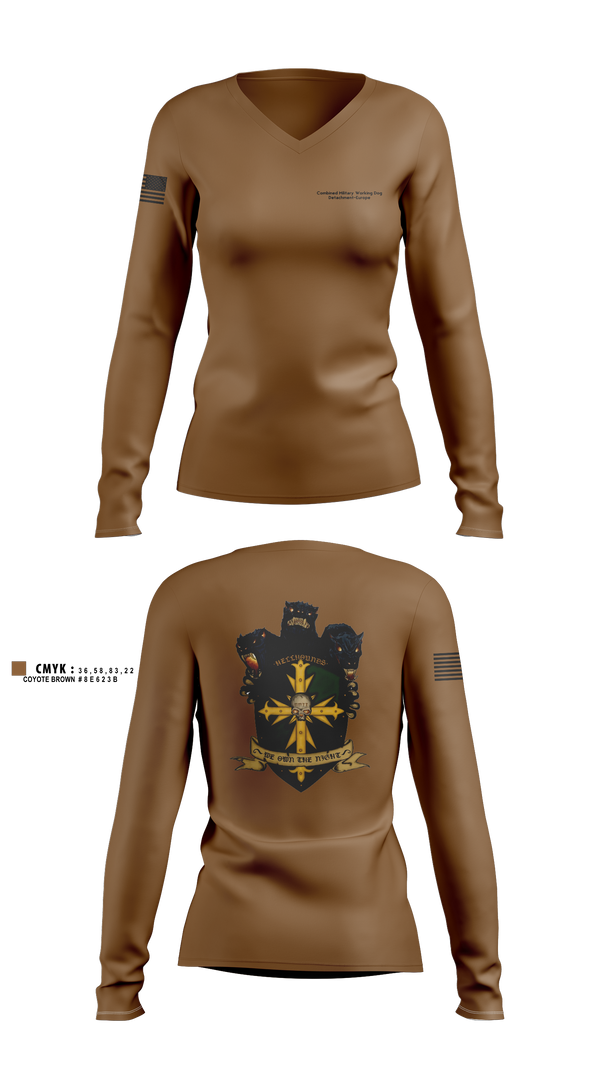 Womens Long Sleeve Vneck Shirt, CMWDD-E, Army, Teamtime, Team time, sublimation, custom sports apparel, team uniforms, spirit wear, spiritwear, sports uniforms, custom shirts, team store, custom team store, fundraiser sports, apparel fundraiser