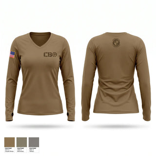 Womens Long Sleeve Vneck Shirt, HQ, 200th Regiment (LDR), National Guard, Teamtime, Team time, sublimation, custom sports apparel, team uniforms, spirit wear, spiritwear, sports uniforms, custom shirts, team store, custom team store, fundraiser sports, apparel fundraiser