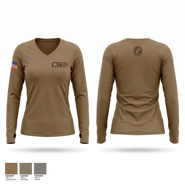 Womens Long Sleeve Vneck Shirt, HQ, 200th Regiment (LDR), National Guard, Teamtime, Team time, sublimation, custom sports apparel, team uniforms, spirit wear, spiritwear, sports uniforms, custom shirts, team store, custom team store, fundraiser sports, apparel fundraiser