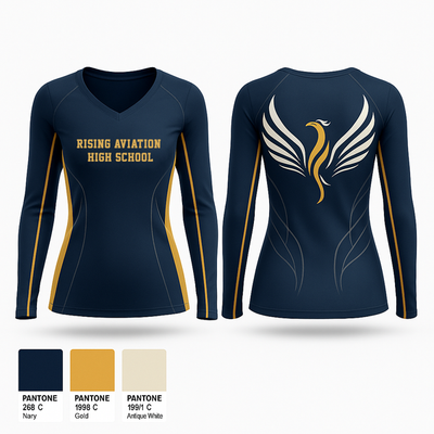 Rising Aviation High School 21318537 Women's Long Sleeve V-neck Shirt - 1