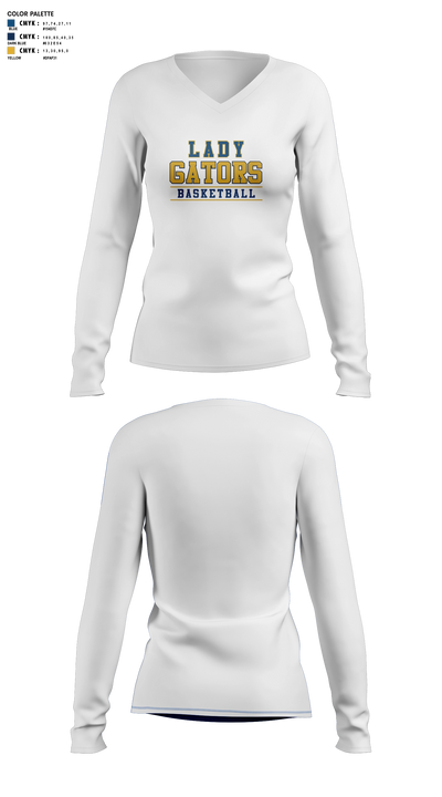Lady Gators Basketball 81597712 Women's Long Sleeve V-neck Shirt - 9