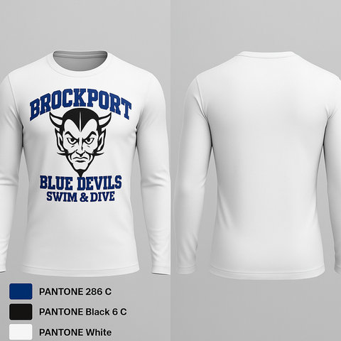 Long Sleeve Performance Shirt, Brockport Blue Devils Swim & Dive, Swimming, Teamtime, Team time, sublimation, custom sports apparel, team uniforms, spirit wear, spiritwear, sports uniforms, custom shirts, team store, custom team store, fundraiser sports, apparel fundraiser