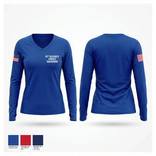 Womens Long Sleeve Vneck Shirt, 61st security forces squadron, Air Force, Teamtime, Team time, sublimation, custom sports apparel, team uniforms, spirit wear, spiritwear, sports uniforms, custom shirts, team store, custom team store, fundraiser sports, apparel fundraiser