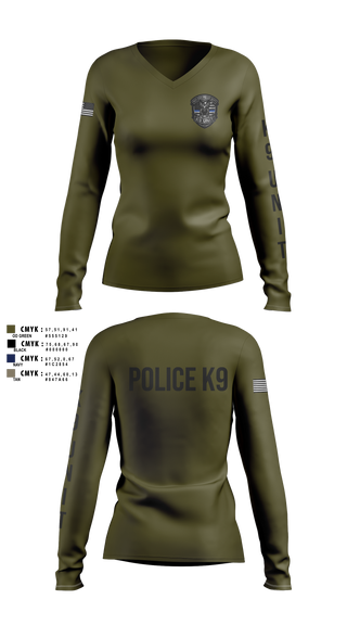 Womens Long Sleeve Vneck Shirt, Roy Cit Police K9, Police, Teamtime, Team time, sublimation, custom sports apparel, team uniforms, spirit wear, spiritwear, sports uniforms, custom shirts, team store, custom team store, fundraiser sports, apparel fundraiser