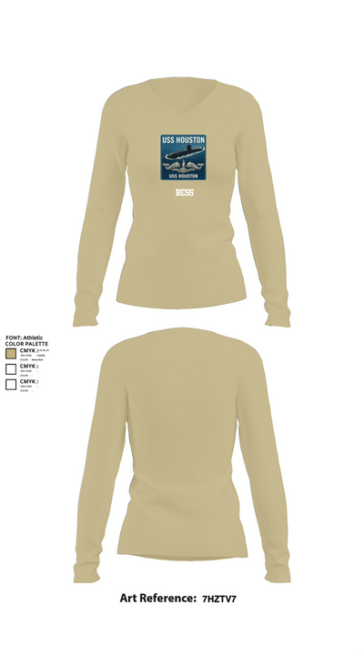 BESS 9465728 Women's Long Sleeve V-neck Shirt - 78