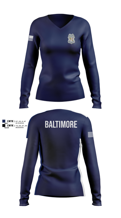 Baltimore Police Department 87844161 Women's Long Sleeve V-neck Shirt - 101