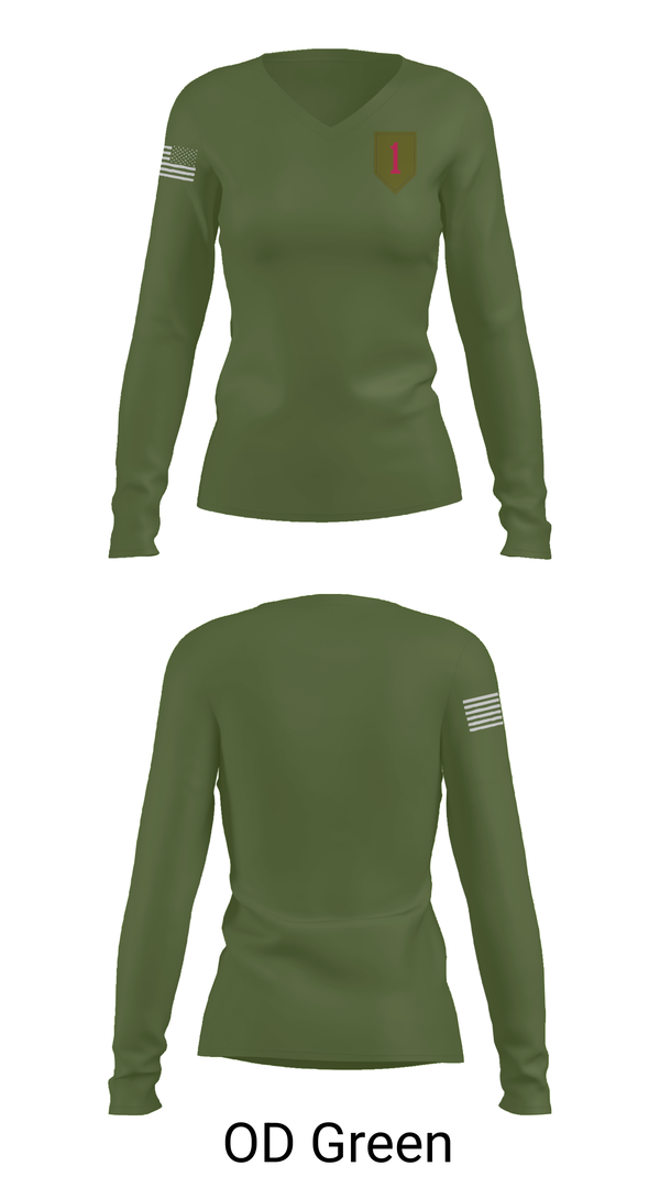 Womens Long Sleeve Vneck Shirt, 1st Infantry Division, Army, Teamtime, Team time, sublimation, custom sports apparel, team uniforms, spirit wear, spiritwear, sports uniforms, custom shirts, team store, custom team store, fundraiser sports, apparel fundraiser