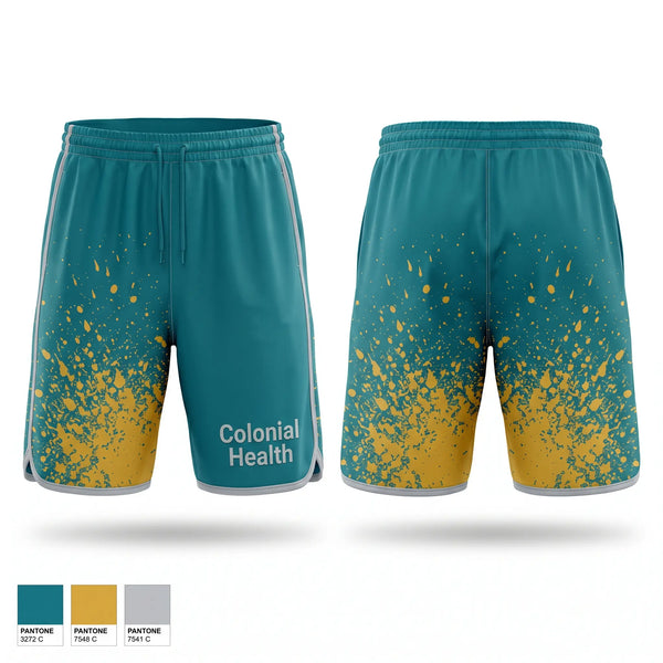 Athletic Shorts With Pockets, Colonial Health, , Teamtime, Team time, sublimation, custom sports apparel, team uniforms, spirit wear, spiritwear, sports uniforms, custom shirts, team store, custom team store, fundraiser sports, apparel fundraiser