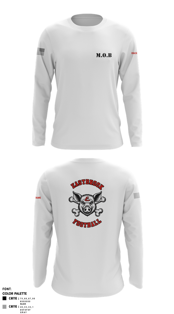 Long Sleeve Performance Shirt, Eastbrook Football, Army, Teamtime, Team time, sublimation, custom sports apparel, team uniforms, spirit wear, spiritwear, sports uniforms, custom shirts, team store, custom team store, fundraiser sports, apparel fundraiser