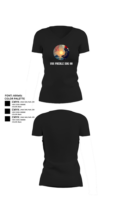 Uss Preble DDG 88 21838003 Women's Short Sleeve V-neck Shirt - 23