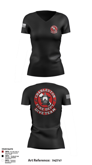 Womens Short Sleeve Vneck Shirt, Charleston Fire Dept Dive Team, Fire Department, Teamtime, Team time, sublimation, custom sports apparel, team uniforms, spirit wear, spiritwear, sports uniforms, custom shirts, team store, custom team store, fundraiser sports, apparel fundraiser