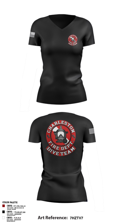 Charleston Fire Dept Dive Team 94862858 Women's Short Sleeve V-neck Shirt - 2