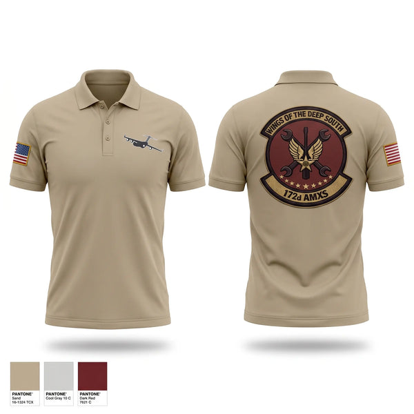 Short Sleeve Performance Polo, 172nd AMXS, Air Force, Teamtime, Team time, sublimation, custom sports apparel, team uniforms, spirit wear, spiritwear, sports uniforms, custom shirts, team store, custom team store, fundraiser sports, apparel fundraiser
