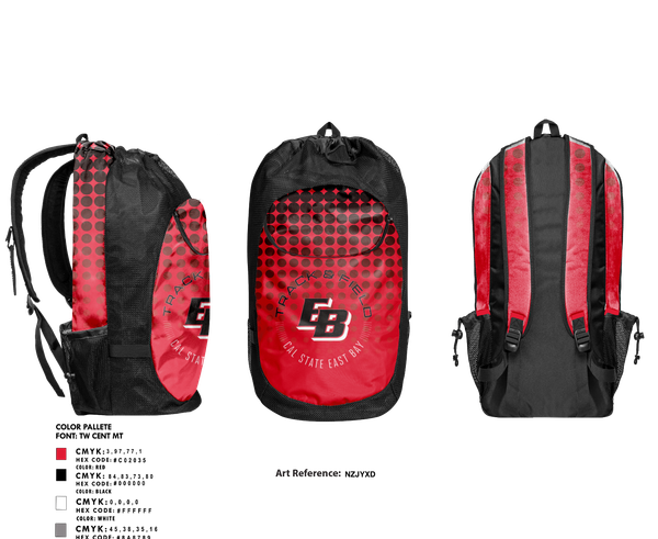 Gear Bag, CSU East Bay Track & Field, Track & Field, Teamtime, Team time, sublimation, custom sports apparel, team uniforms, spirit wear, spiritwear, sports uniforms, custom shirts, team store, custom team store, fundraiser sports, apparel fundraiser