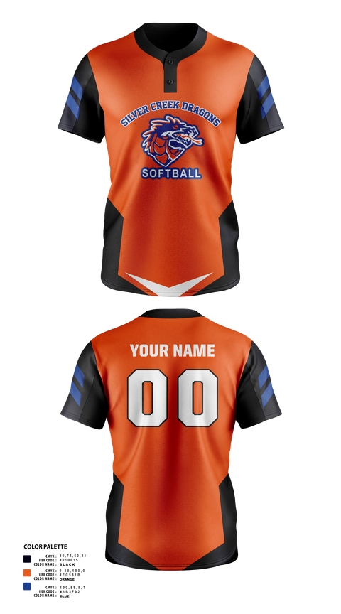 Two Button Softball Jersey, Silver Creek Dragons, Softball, Teamtime, Team time, sublimation, custom sports apparel, team uniforms, spirit wear, spiritwear, sports uniforms, custom shirts, team store, custom team store, fundraiser sports, apparel fundraiser
