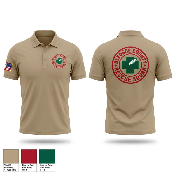 Short Sleeve Performance Polo, Bledsoe County Rescue Squad, Fire Department, Teamtime, Team time, sublimation, custom sports apparel, team uniforms, spirit wear, spiritwear, sports uniforms, custom shirts, team store, custom team store, fundraiser sports, apparel fundraiser