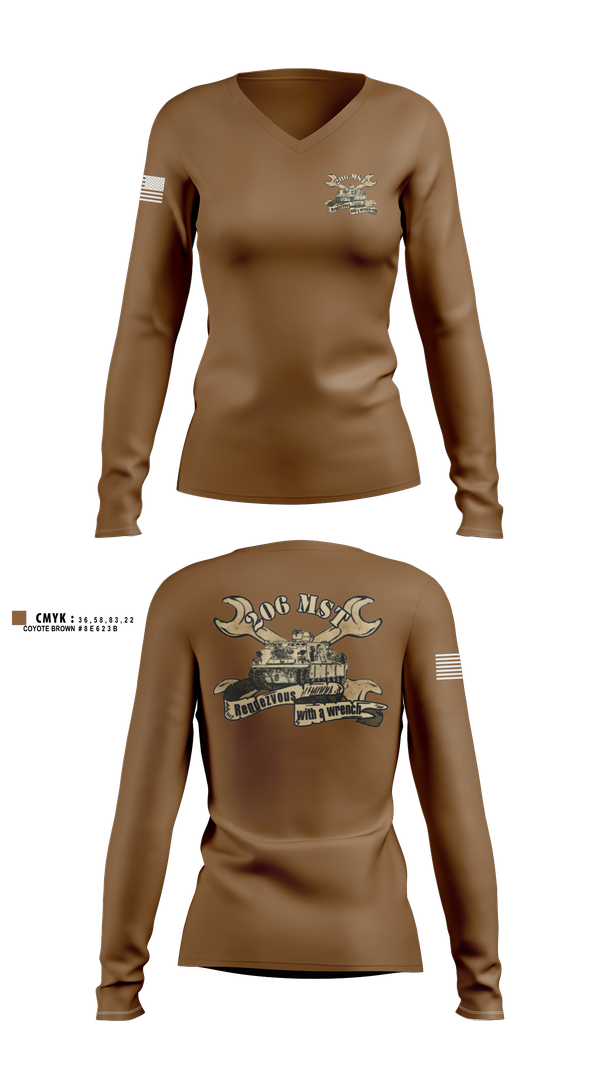 Womens Long Sleeve Vneck Shirt, 206th MST, Army, Teamtime, Team time, sublimation, custom sports apparel, team uniforms, spirit wear, spiritwear, sports uniforms, custom shirts, team store, custom team store, fundraiser sports, apparel fundraiser