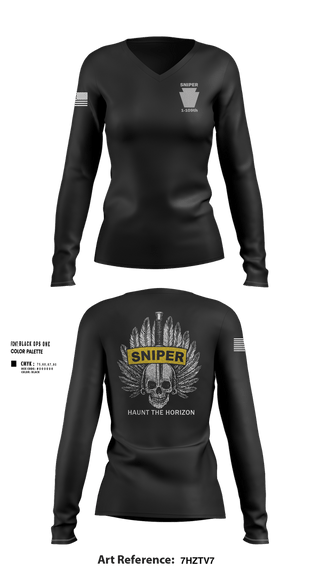 Womens Long Sleeve Vneck Shirt, Snipers 1-109Snipers 1-109, National Guard, Teamtime, Team time, sublimation, custom sports apparel, team uniforms, spirit wear, spiritwear, sports uniforms, custom shirts, team store, custom team store, fundraiser sports, apparel fundraiser