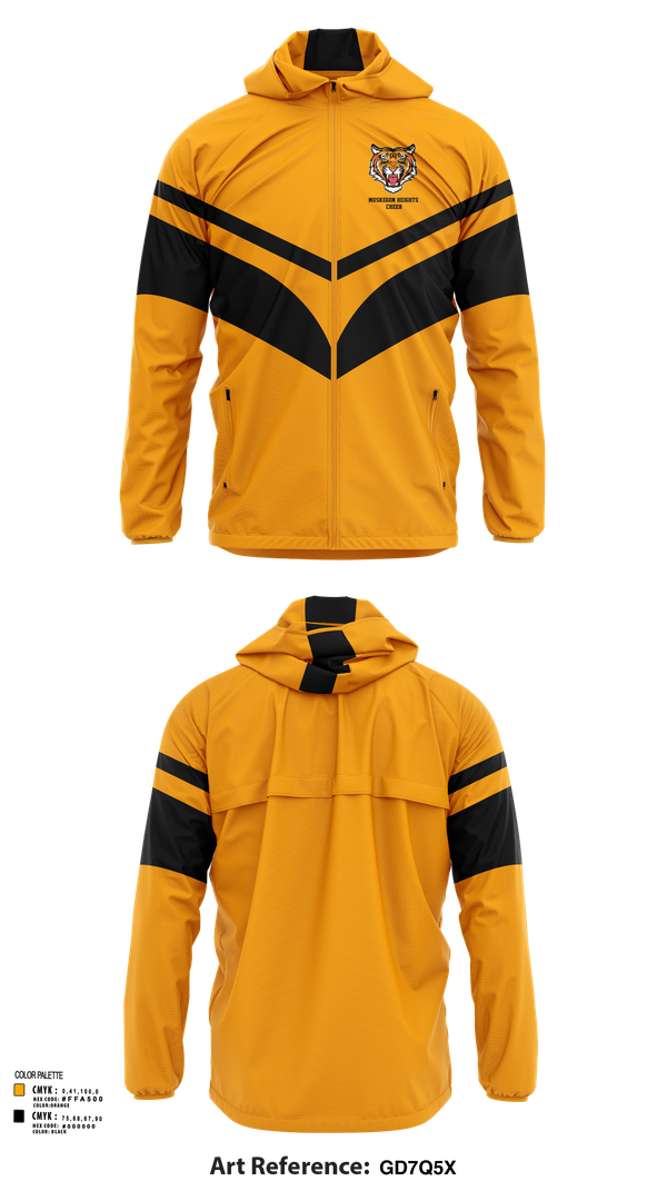 Windbreaker, Muskegon Heights Cheer, Cheer, Teamtime, Team time, sublimation, custom sports apparel, team uniforms, spirit wear, spiritwear, sports uniforms, custom shirts, team store, custom team store, fundraiser sports, apparel fundraiser