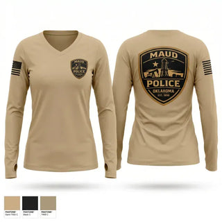 Womens Long Sleeve Vneck Shirt, Maud Police, Police, Teamtime, Team time, sublimation, custom sports apparel, team uniforms, spirit wear, spiritwear, sports uniforms, custom shirts, team store, custom team store, fundraiser sports, apparel fundraiser