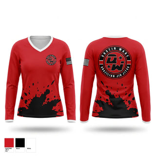 Womens Long Sleeve Vneck Shirt, Ohio Combat Sports Academy, , Teamtime, Team time, sublimation, custom sports apparel, team uniforms, spirit wear, spiritwear, sports uniforms, custom shirts, team store, custom team store, fundraiser sports, apparel fundraiser