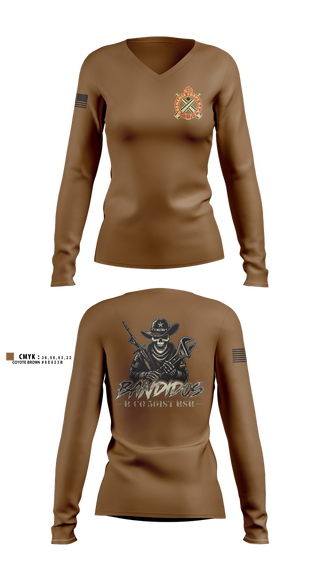 Womens Long Sleeve Vneck Shirt, 501st BSB, B Company, , Teamtime, Team time, sublimation, custom sports apparel, team uniforms, spirit wear, spiritwear, sports uniforms, custom shirts, team store, custom team store, fundraiser sports, apparel fundraiser