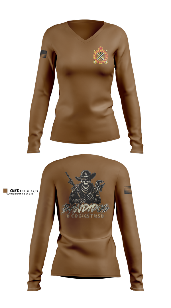 Womens Long Sleeve Vneck Shirt, 501st BSB, B Company, , Teamtime, Team time, sublimation, custom sports apparel, team uniforms, spirit wear, spiritwear, sports uniforms, custom shirts, team store, custom team store, fundraiser sports, apparel fundraiser