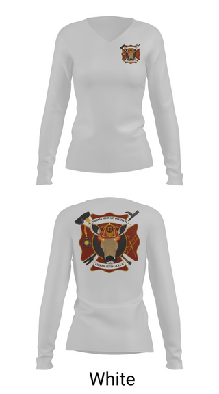 Womens Long Sleeve Vneck Shirt, VMI Fire, Fire Department, Teamtime, Team time, sublimation, custom sports apparel, team uniforms, spirit wear, spiritwear, sports uniforms, custom shirts, team store, custom team store, fundraiser sports, apparel fundraiser