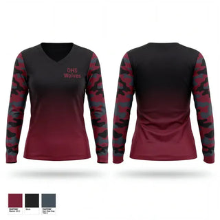 Womens Long Sleeve Vneck Shirt, DHS Wolves, Men's Soccer, Teamtime, Team time, sublimation, custom sports apparel, team uniforms, spirit wear, spiritwear, sports uniforms, custom shirts, team store, custom team store, fundraiser sports, apparel fundraiser