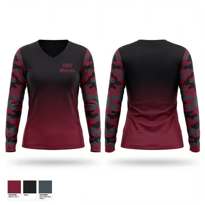 DHS Wolves 33209504 Women's Long Sleeve V-neck Shirt - 1