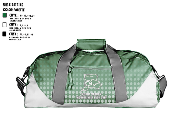 Duffle Bag, Mount Vernon Lady Golf, Golf, Teamtime, Team time, sublimation, custom sports apparel, team uniforms, spirit wear, spiritwear, sports uniforms, custom shirts, team store, custom team store, fundraiser sports, apparel fundraiser