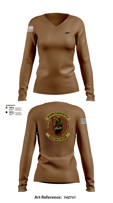 Women's Long Sleeve Vneck Shirt, 319th Maintenance Squadron, Air Force, Teamtime, Team time, sublimation, custom sports apparel, team uniforms, spirit wear, spiritwear, sports uniforms, custom shirts, team store, custom team store, fundraiser sports, apparel fundraiser