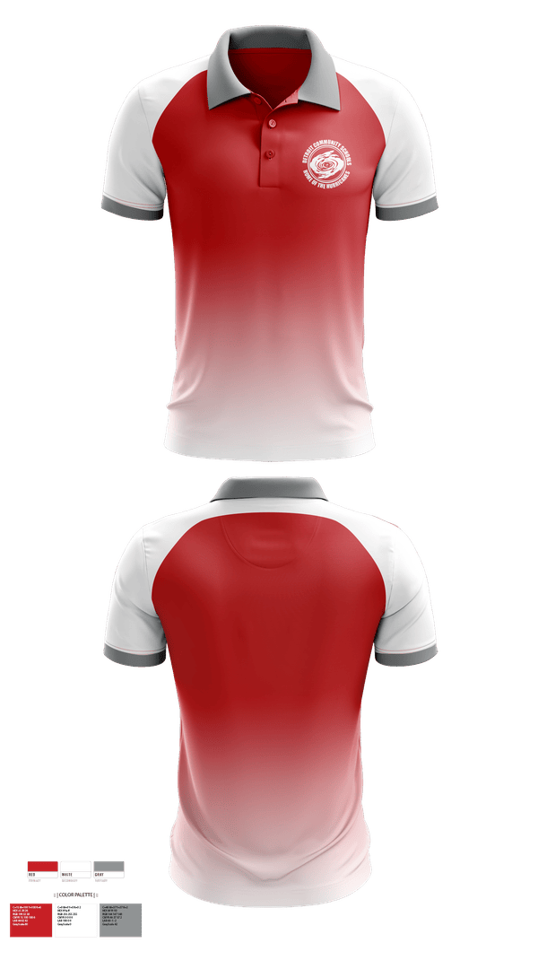 Short Sleeve Performance Polo, Detroit Community High School Volleyball, Men's Volleyball, Teamtime, Team time, sublimation, custom sports apparel, team uniforms, spirit wear, spiritwear, sports uniforms, custom shirts, team store, custom team store, fundraiser sports, apparel fundraiser